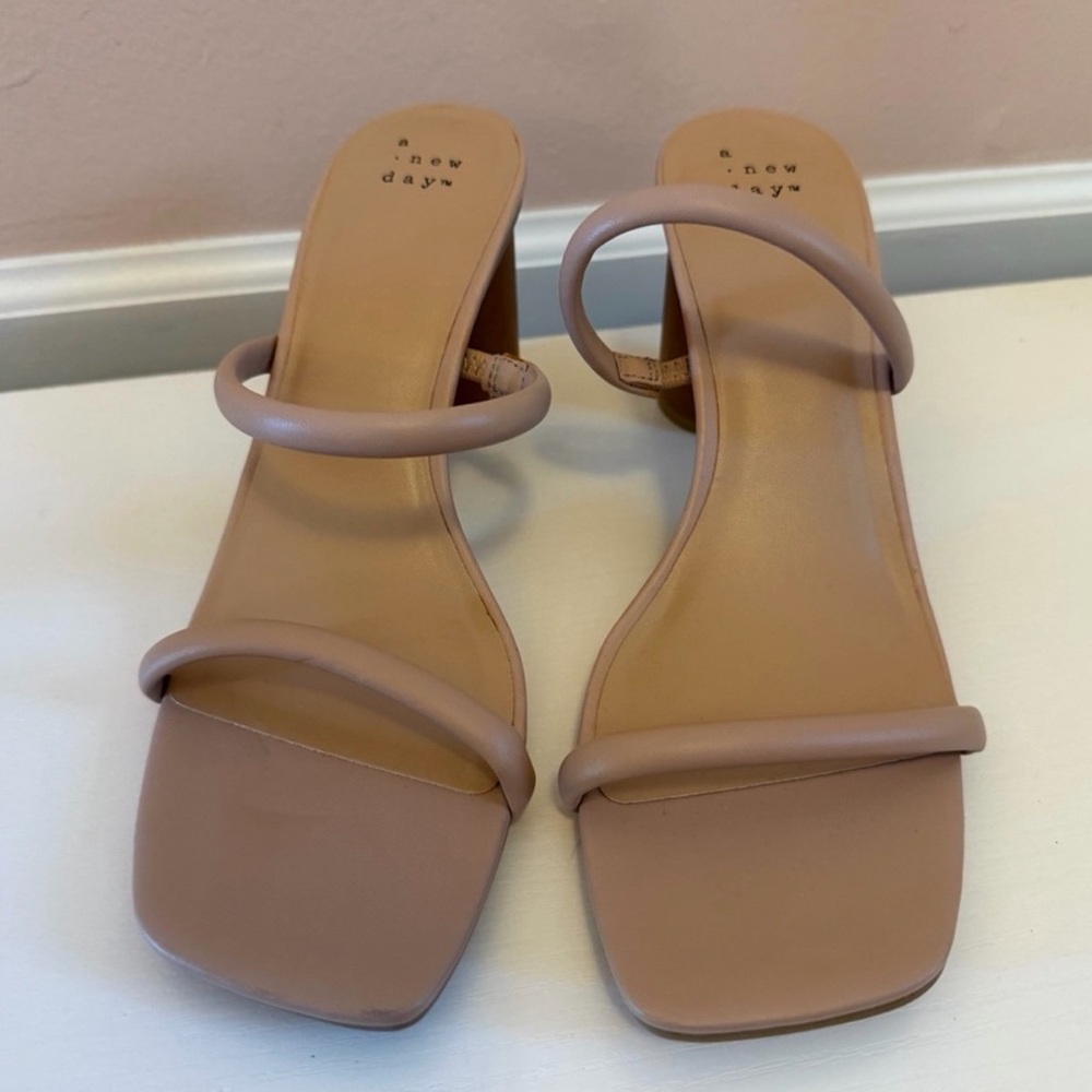a new day Mauve-Taupe Double Strap Block Heel Sandals